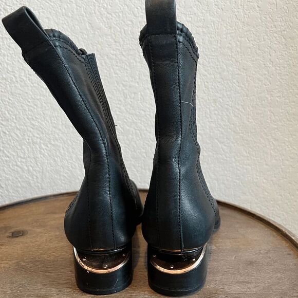 Alexander Wang Anouck Leather Rose Gold Black Chelsea Boots Womens 37 US 7 - Picture 5 of 12